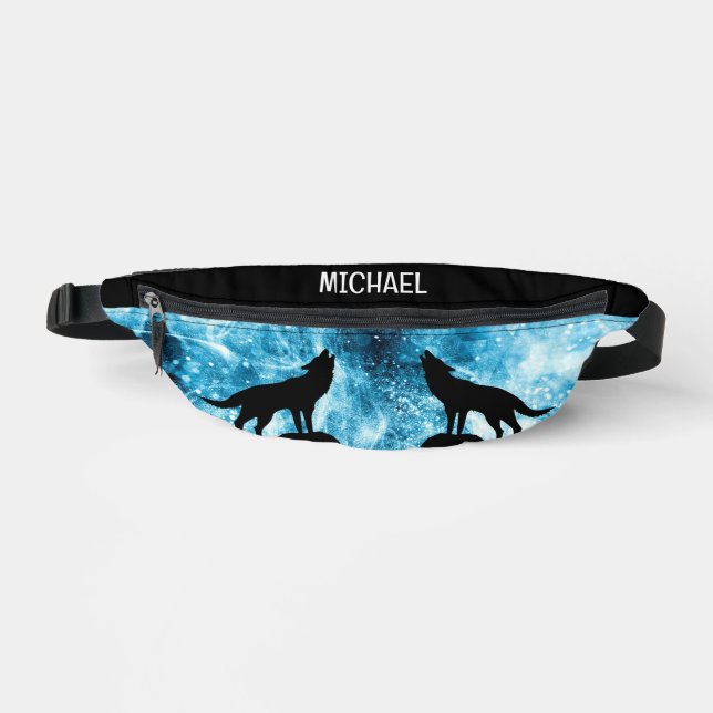 Howling Wolf Winter enneigé bleu noir Nom personna (Recto)