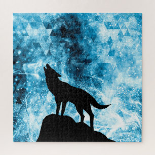 Howling Wolf Winter schneeblauer Rauch Abstrakt