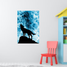 Howling Wolf Winter schneeblauer Rauch Abstrakt
