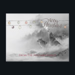 Howling wolves In Winter Snow Merry Christmas Feiertagspostkarte<br><div class="desc">Howling wolves in winter snow Merry Christmas postcard for outdoors lovers of wilderness and wildlife. Personalize with your family name</div>