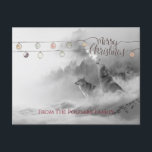Howling wolves In Winter Snow Merry Christmas Feiertagspostkarte<br><div class="desc">Howling wolves in winter snow Merry Christmas postcard for outdoors lovers of wilderness and wildlife. Personalize with your family name</div>