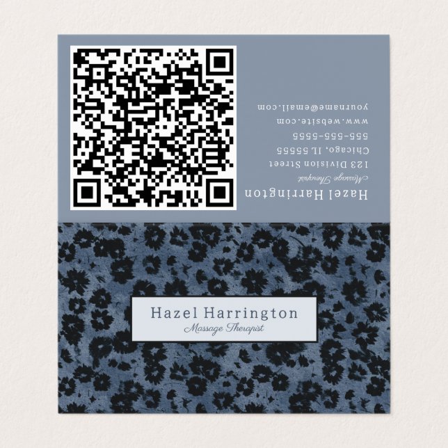 HQ-Code Moderne florale Falten Business Card Dunke Visitenkarten (Außenseite Aufgefaltet)