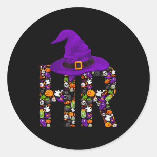 HR-Hexe Personalwesen Kürbis Halloween-Kostüm Runder Aufkleber