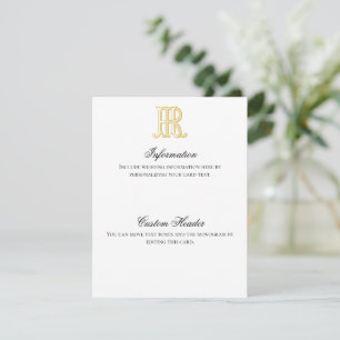 HR Monogramm- oder RH-Monogramm-Informationskarte Einladung
