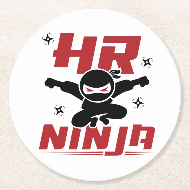 HR Ninja Human Resources Runder Pappuntersetzer (Vorderseite)