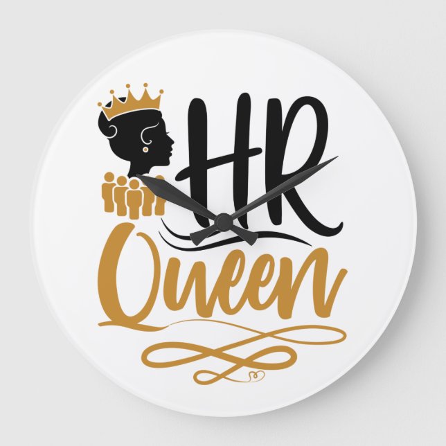 HR Queen Human Resources Women Große Wanduhr (Vorderseite)