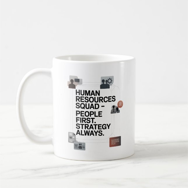 HR Squad – People First. Strategy Always. Kaffeetasse (Links)