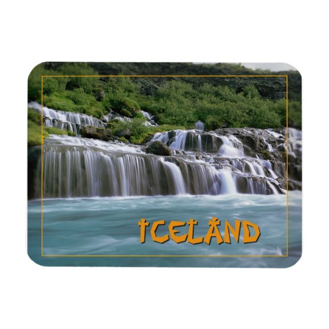 Hraunfossar Falls Island Magnet (Horizontal)