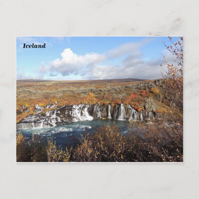 Hraunfossar, Island (B) Postkarte (Vorderseite)
