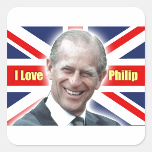 HRH Herzog von Einburgh - I Liebe Philip Quadratischer Aufkleber