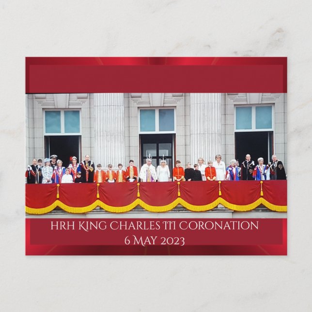 HRH King Charles III Coronation Balkons Postkarte (Vorderseite)