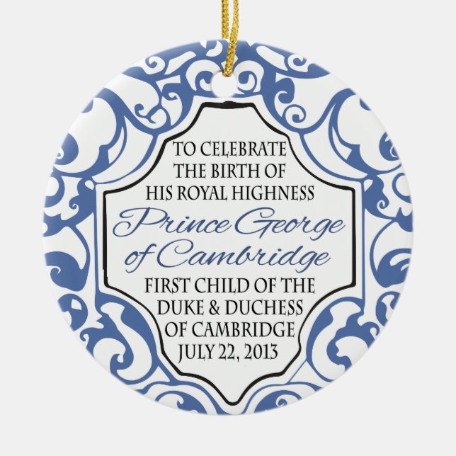 HRH Prince George Blue/White Scroll Keramikornament (Vorne)