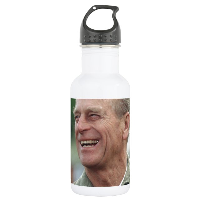 HRH Prinz Philip lacht Edelstahlflasche (Vorderseite)
