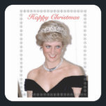 HRH The Princess of Wales Christmas Quadratischer Aufkleber<br><div class="desc">Princess Diana Christmas.</div>