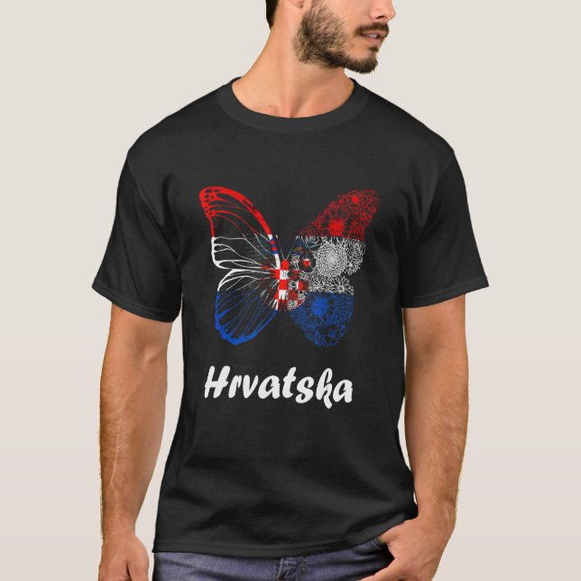 Hrvatska Butterfly Kroatien Kroatische Roots Kroat T-Shirt (Vorderseite)