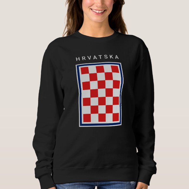 Hrvatska Checker Blue Border Sweatshirt (Vorderseite)