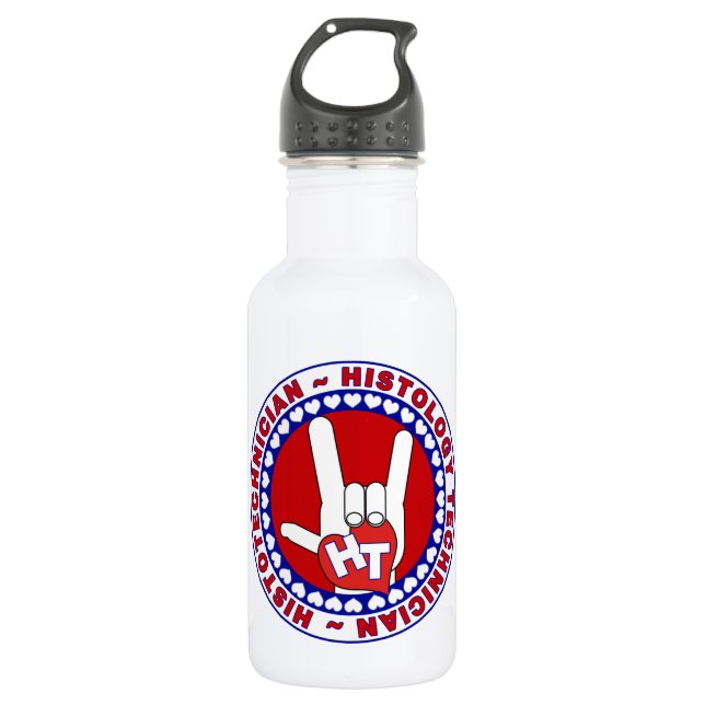 HT HISTOTECHNICIAN HISTOLOGY TECH LIEBE LOGO ASL EDELSTAHLFLASCHE (Vorderseite)