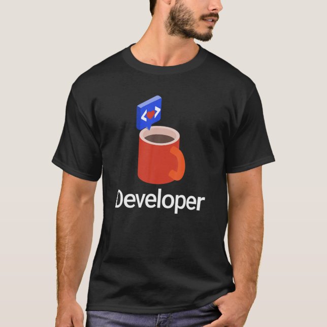 HTML-Code-Coffee-Gif für den Webentwickler-Nerd T-Shirt (Vorderseite)