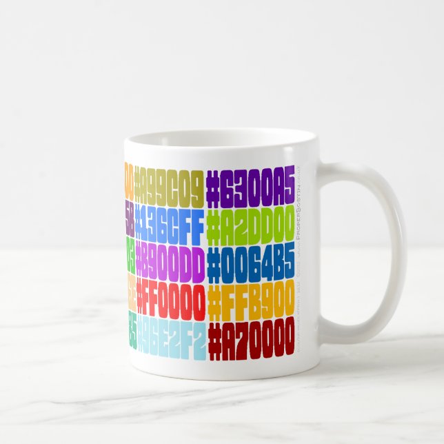 HTML-FarbTasse. (Hexe RGB-Farbspezifikt.) Kaffeetasse (Rechts)