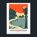Huacachina Peru Reisen Vintag Postkarte<br><div class="desc">Huacachina in einem Vektorart Stil. Huacachina ist eine Wüstenoase und ein kleines Dorf im Westen der Stadt Ica im Südwesten Perus.</div>