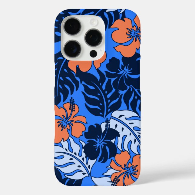 Huakini Bay Hawaiian Hibiskus Royal Blue iPhone 16 Pro Hülle (Rückseite)