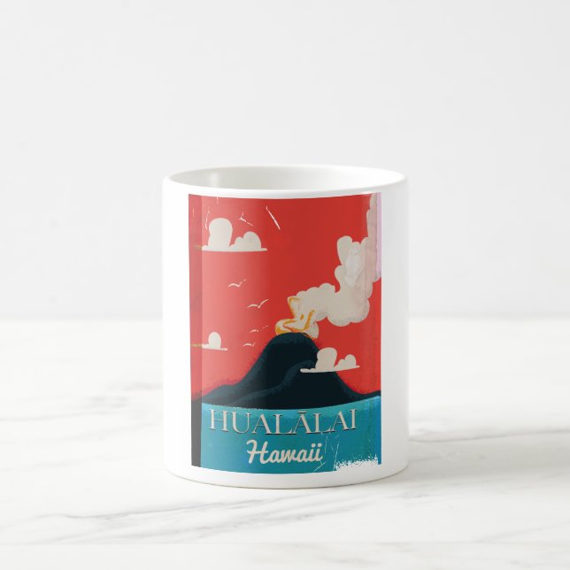 Hualālai Vulkan Vintag Hawaii Reiseplakat Kaffeetasse (Mittel)