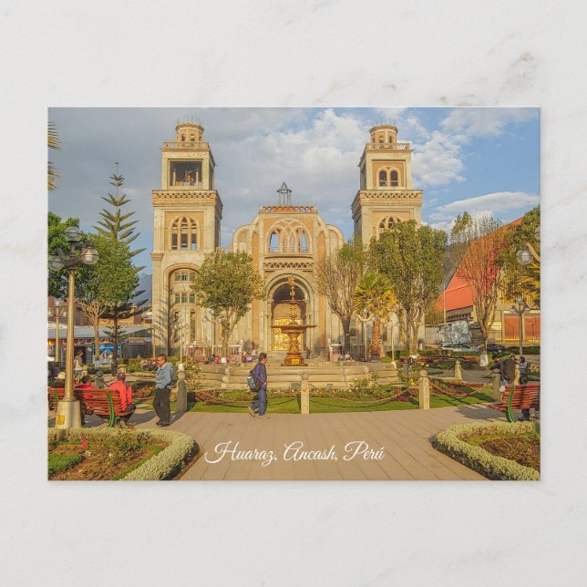 Huaraz, Ancash, Peru, Plaza de Armas Postkarte (Vorderseite)