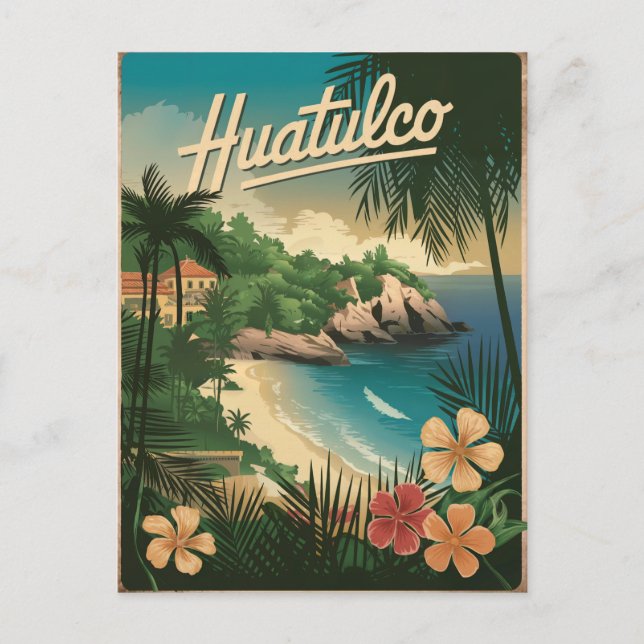 Huatulco Mexico Vintag Postkarte (Vorderseite)