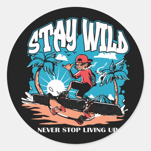 Huawai Retrosurfing Sommer Runder Aufkleber (Vorderseite)