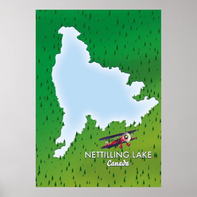 Hubbard lake Nord du Michigan Plan du lac Poster (Devant)