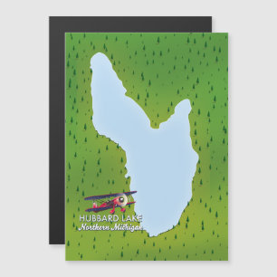 Hubbard See Nord-Michigan Seekarte Magnetkarte