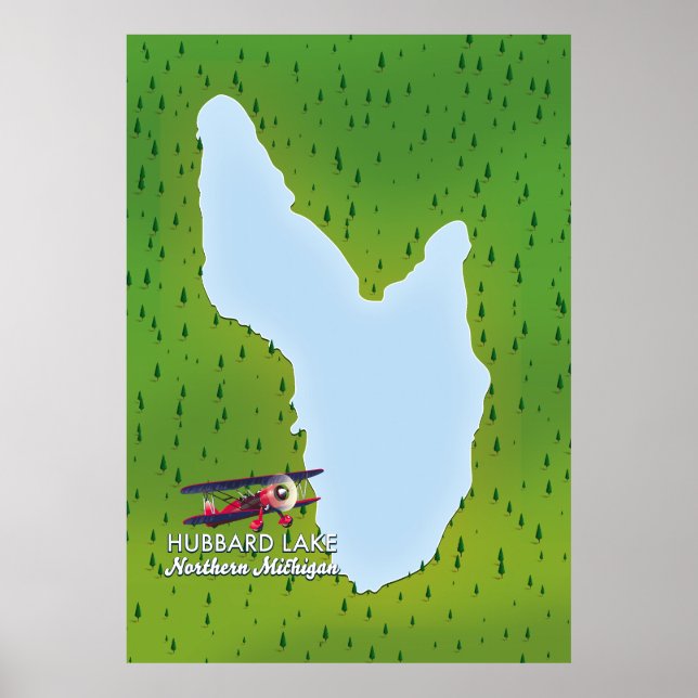 Hubbard See Nord-Michigan Seekarte Poster (Vorne)