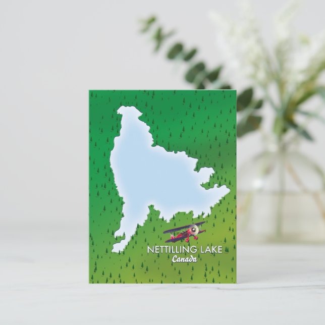 Hubbard See Nord-Michigan Seekarte Postkarte (Stehend Vorderseite)