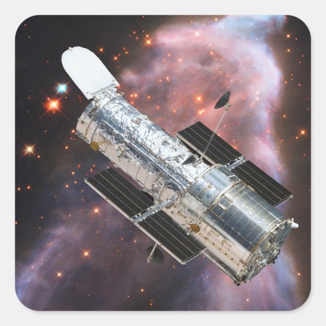 Hubble-Teleskop Quadratischer Aufkleber (Vorderseite)