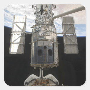 Hubble Weltraumteleskop in Atlantis-Laderaum Quadratischer Aufkleber