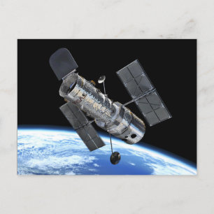Hubble-Weltraumteleskop in der Erdumlaufbahn NASA- Postkarte