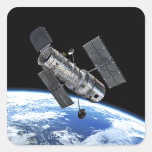Hubble-Weltraumteleskop in der Erdumlaufbahn NASA- Quadratischer Aufkleber