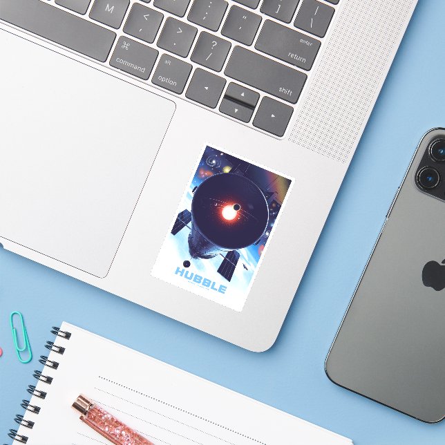 Hubble-Weltraumteleskop-Poster. Aufkleber (Laptop mit iPhone)