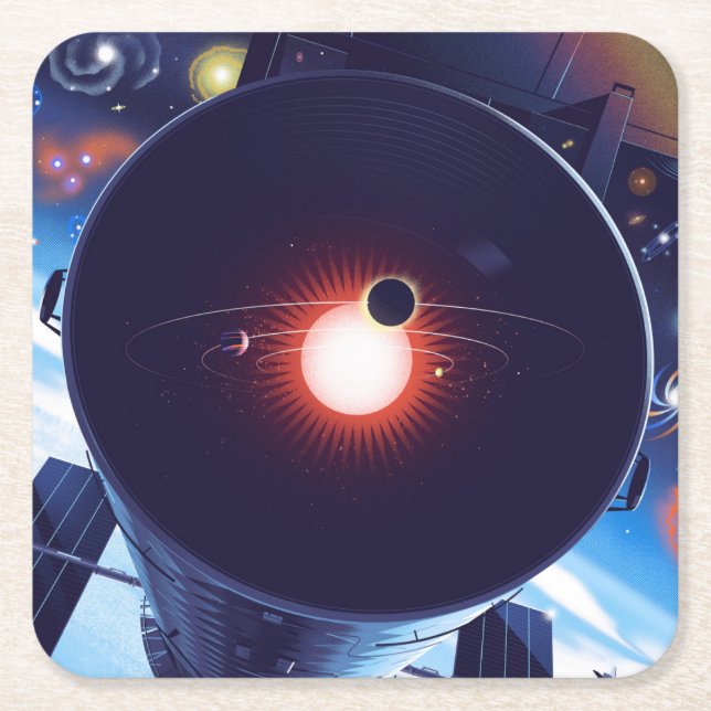 Hubble-Weltraumteleskop-Poster. Rechteckiger Pappuntersetzer (Vorderseite)