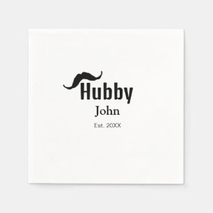 Hubby Ehemann Name Datum Jahr Schnurrbart einfach Serviette
