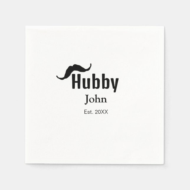 Hubby Ehemann Name Datum Jahr Schnurrbart einfach Serviette (Vorderseite)