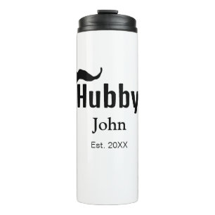 Hubby Ehemann Name Datum Jahr Schnurrbart einfach Thermosbecher