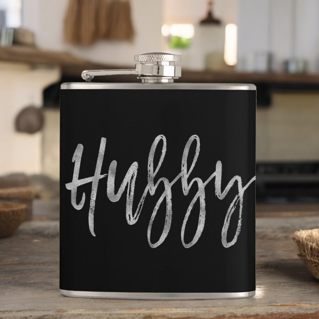 Hubby Flask mit der Typografie der Silberfolie Flachmann (Von Creator hochgeladen)