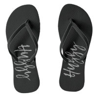 Hubby Flip Flops mit Silberfolientyppografie