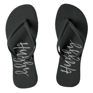 Hubby Flip Flops mit Silberfolientyppografie