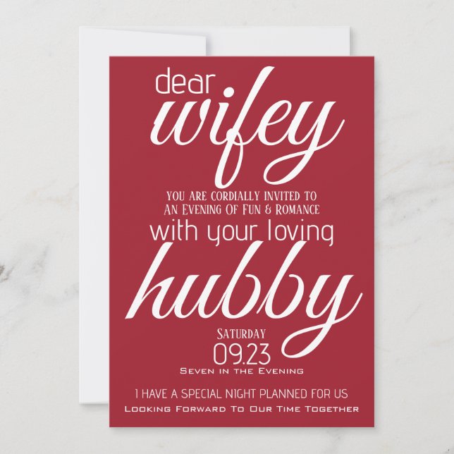 Hubby Frage Wifey Out Einladung (Vorderseite)