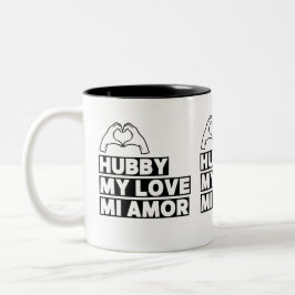 Hubby Modern Honeymoon White Script Black Zweifarbige Tasse