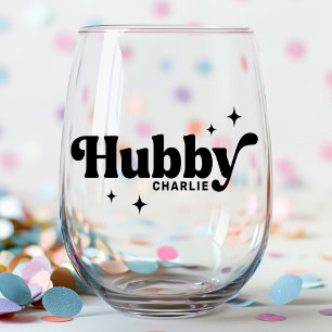Hubby-Schriftart mit beliebigem Retro-Farbton Weinglas Ohne Stiel
