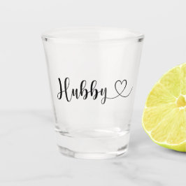 Hubby-Typografie mit Herz Schnapsglas