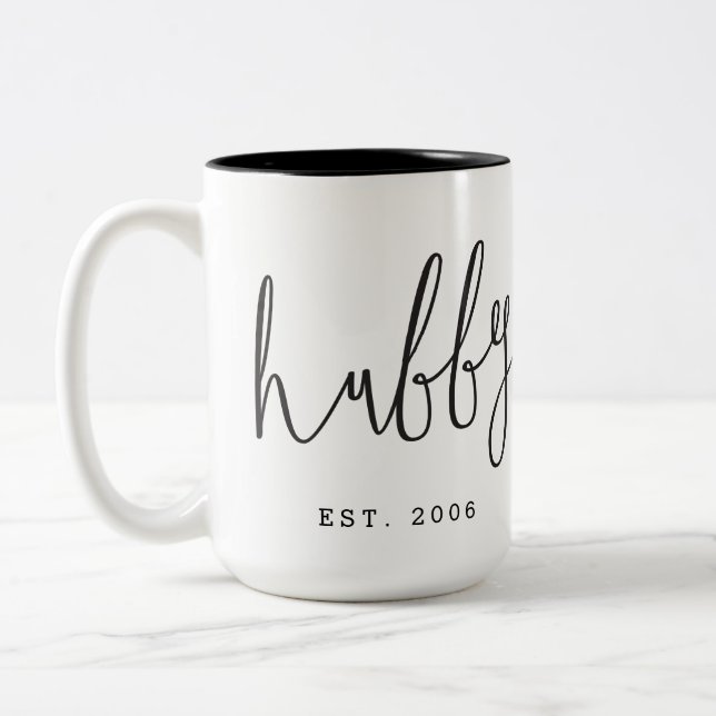 Hubby Wedding Foto Jubiläum Hochzeit Tasse (Links)